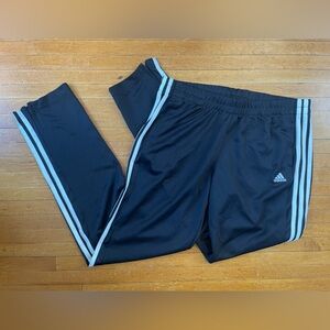 Classic Adidas Black Joggers with White Stripes